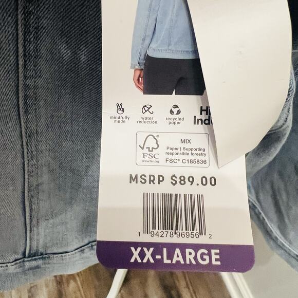 Seven7 Women’s Denim Trucker Jacket Light Wash Size XXL (A0128) NWT - Picture 3 of 7